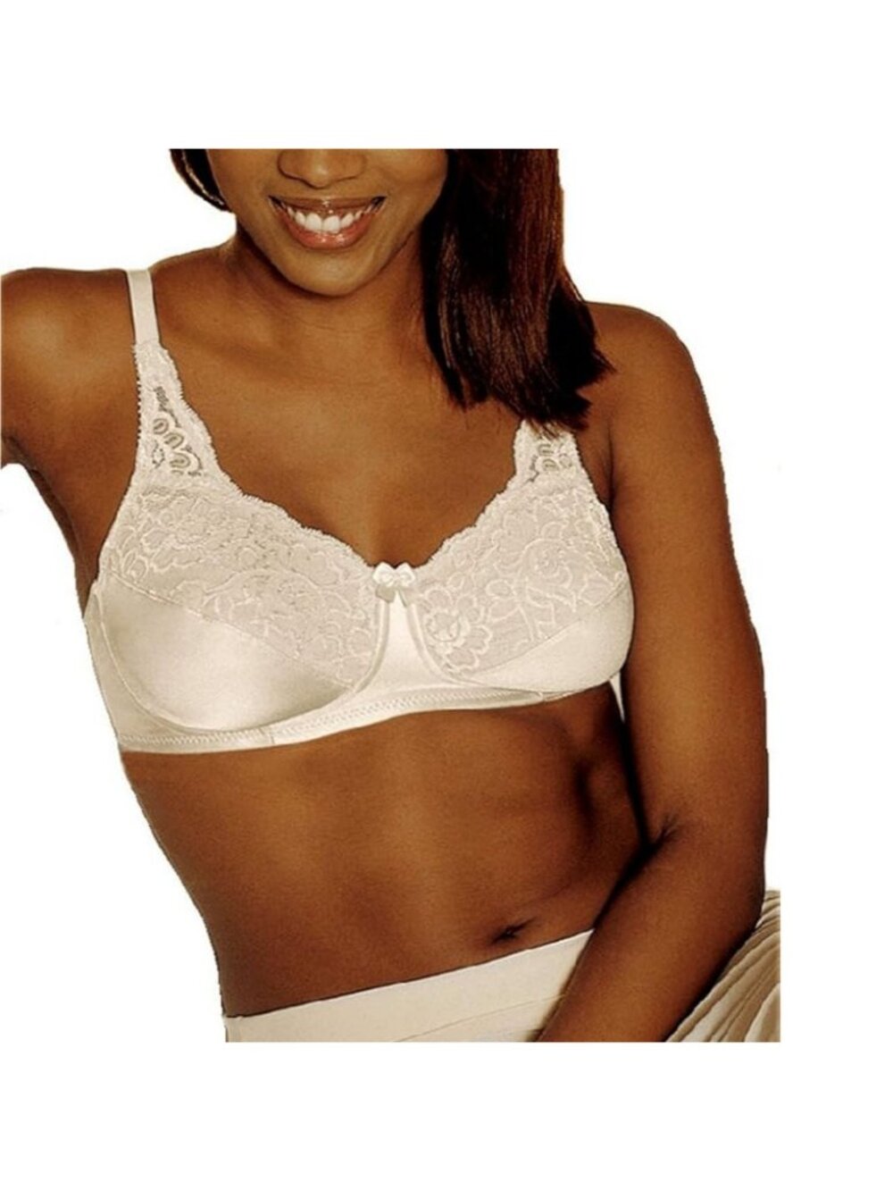 NWT AMOENA 2137 40A Nadia Stretch Lace Soft Cup Wireless Mastectomy Bra Nude